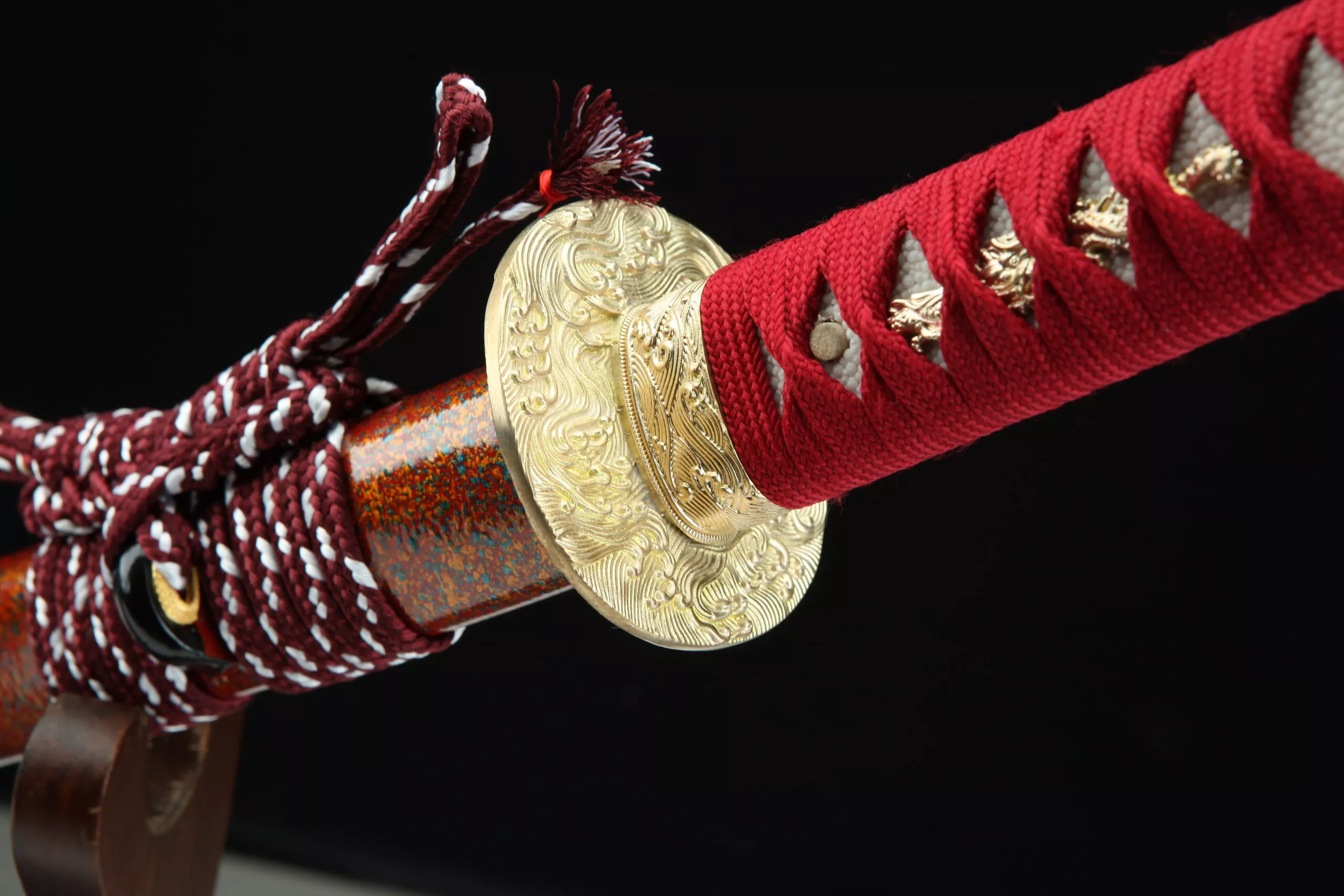 Katana Acier Damas Rouge